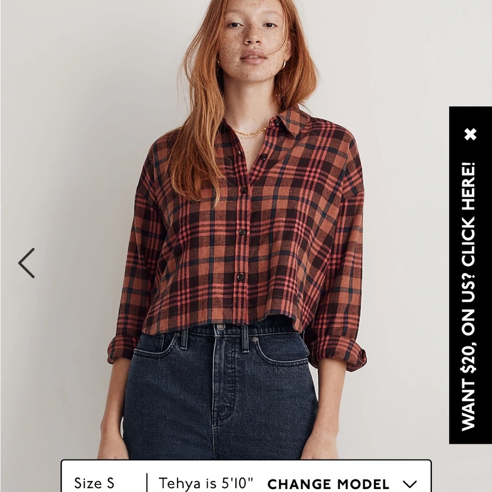 Madewell flannel cropped shirt